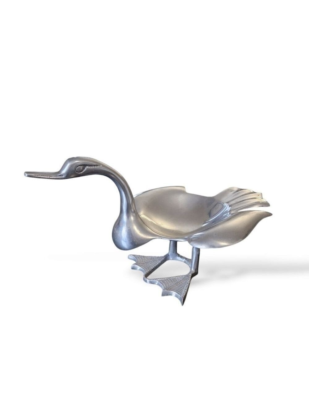 Vintage Pair of Silver-Tone Cast Aluminum Goose/Duck/Swan Trinket Bowls - Picture 2 of 10